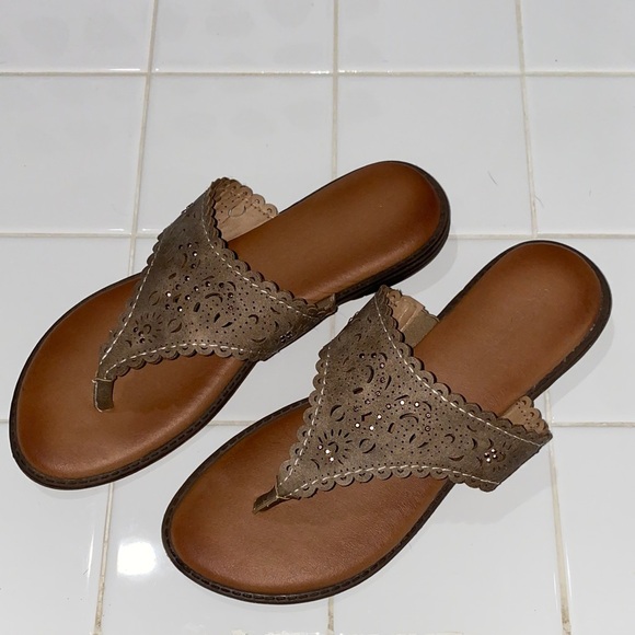 Women's Brown Leather Sandals - Picture 1 of 4